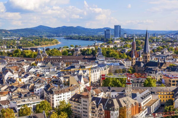 Aerial view of Bonn, the former capital of Germany